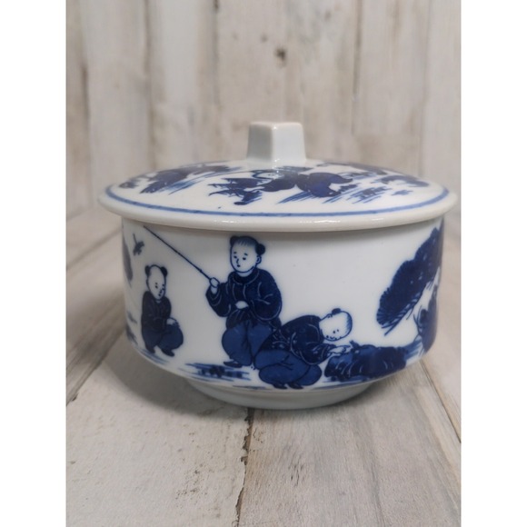 VINTAGE JAPANESE Karako Pattern Lidded Rice Bowl - Picture 3 of 7